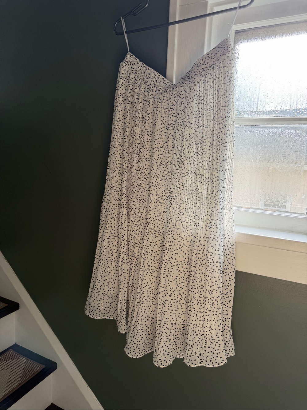 White and Black Polka Dot Pleated Midi Skirt NWT - Picture 3 of 4